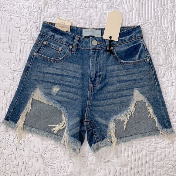 NWT Distressed Denim Shorts - Picture 1 of 9